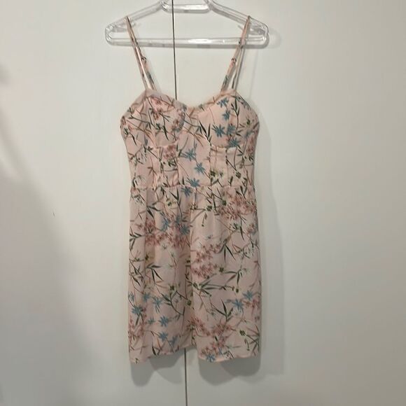 XHILARATION summer  pink floral short dress emipire waist corset top small - Picture 2 of 8